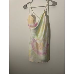 nwt zara size medium hippie sunshine tie dye strappy back pale dress